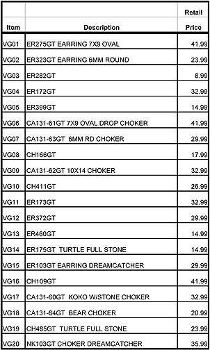 VG01 Display Prices